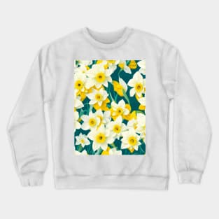 White Yellow Daffodil Field Fantasy Crewneck Sweatshirt
